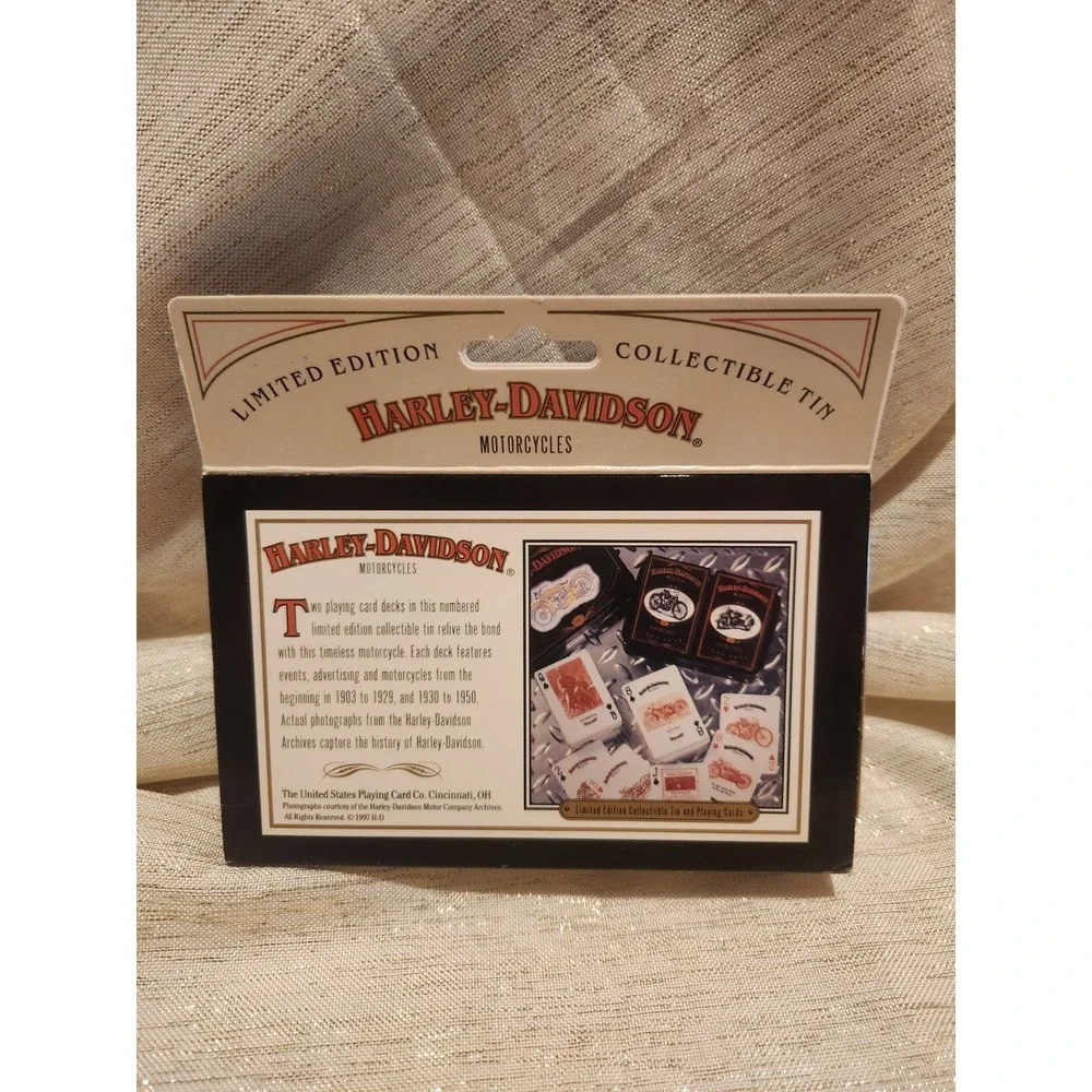 Vintage 1997 Harley Davidson Playing Cards 2 New Sealed Decks w/ Tin Box USA